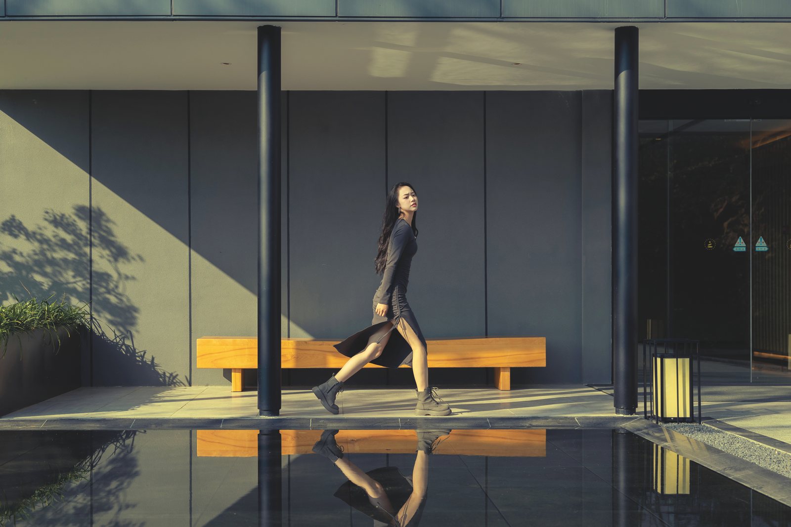 Quiet architecture beside the wooded landscape of Qixia