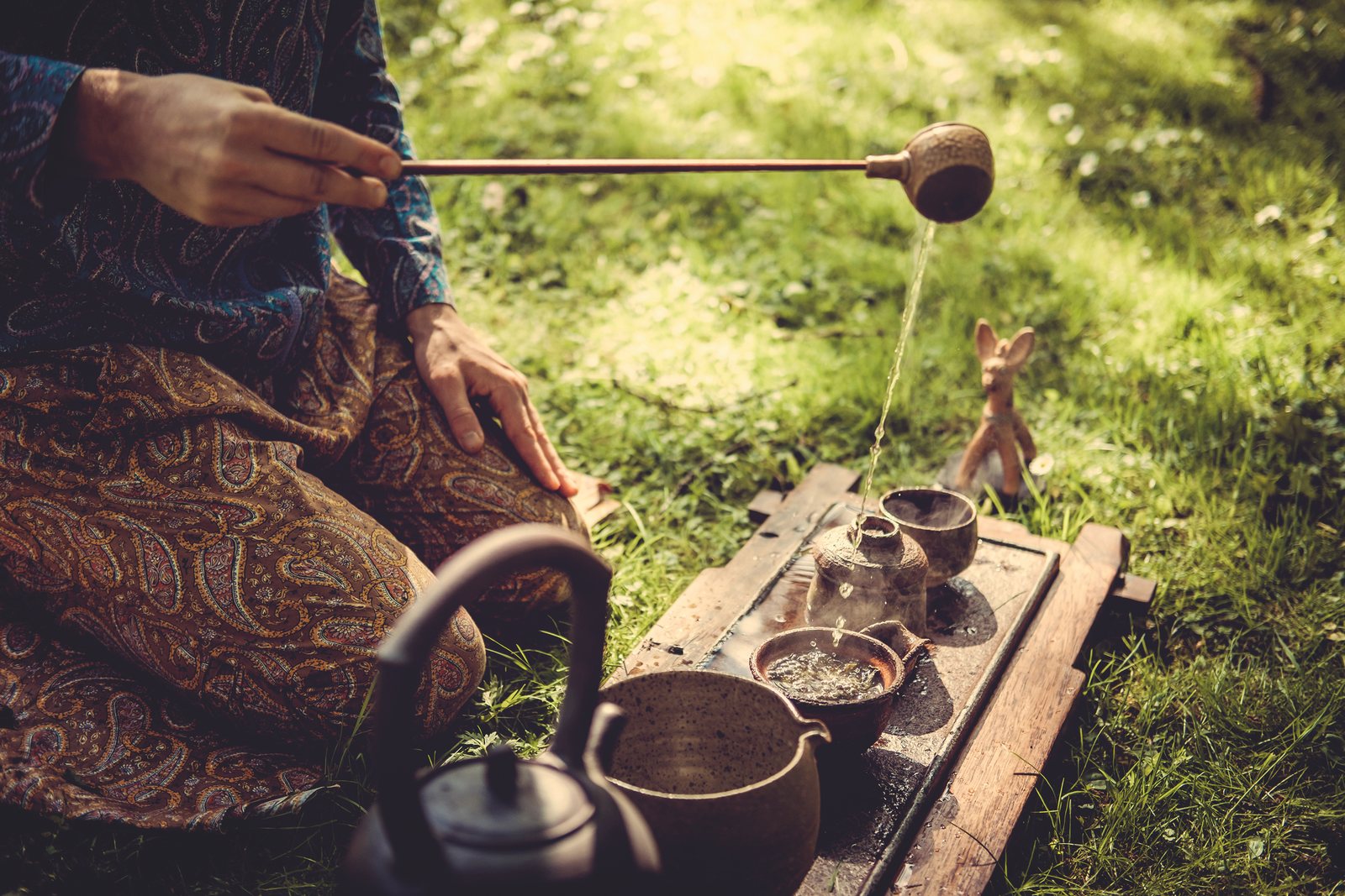 Tea prepared beside the forest